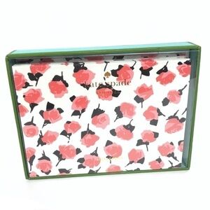 KATE SPADE 10 Notecards Roses Flowers Lined Envelopes Foldover Cards Stationery